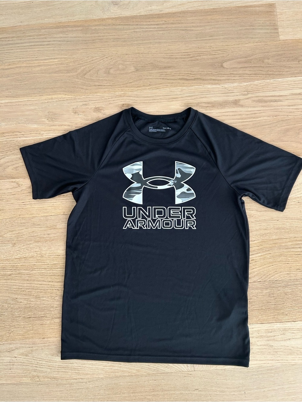 Under Armour Black Tee with Gray Camo Logo